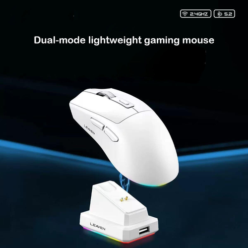 New Bluetooth 2.4G dual-mode wireless mouse, lightweight design for gaming, suitable for laptops and desktops, with charging RGB base.