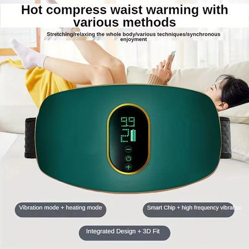 Heated Massage Belt – Rechargeable, Multi-functional Waist Massager & Vibration Machine for Abdominal Toning