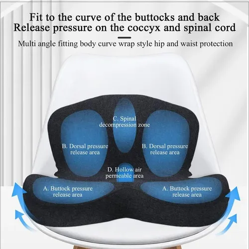 Memory foam one-piece seat cushion, backrest, integrated cushion, student office sedentary chair, car waist protector
