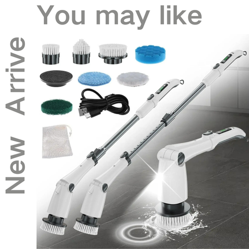 9-in-1 Multifunctional Electric Cleaning Brush — For Bathrooms & Glass, Adjustable Length