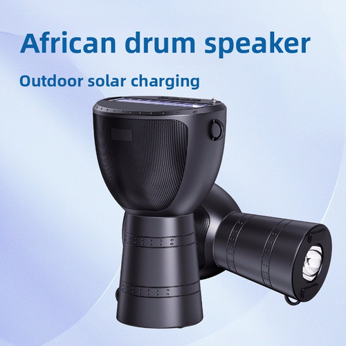 African Drum-Style Wireless Bluetooth Speaker — Multifunctional Outdoor Solar Speaker with SD Card Slot