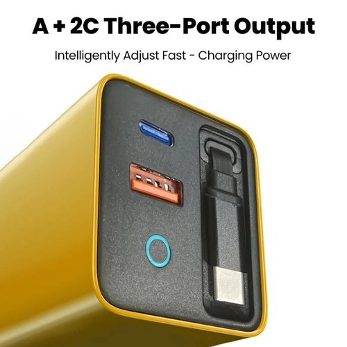 Retractable 80W GaN dual-port (A+C) PD fast charger, suitable for Apple and Huawei mobile phones.