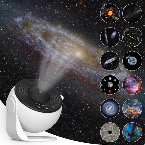 Globe & Galaxy Starry Sky Lamp — Includes 13 Sets of HD Film Slides — Bedroom Projector Light, Starry Night Gift & Ambient Lamp