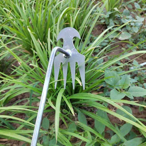 4-tooth 50cm iron handle weeder + 11-tooth 50cm dual-purpose galvanized weeder