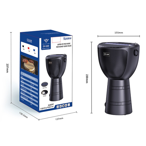 African Drum-Style Wireless Bluetooth Speaker — Multifunctional Outdoor Solar Speaker with SD Card Slot