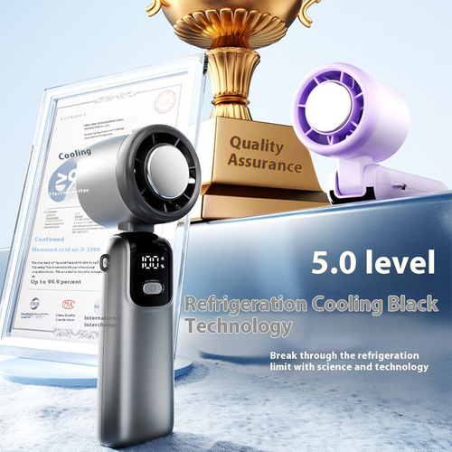 Ice handheld fan portable outdoor usb digital display folding refrigeration high speed violent turbine small fan