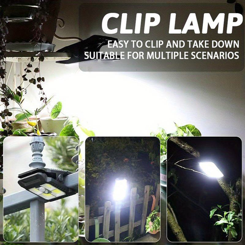 Solar-powered outdoor lights, household garden high-brightness clip-on lights, outdoor balcony sensor wall lights, camping lights (set of 2)