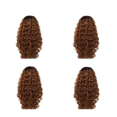 24-inch light brown European and American style women's short curly wig.