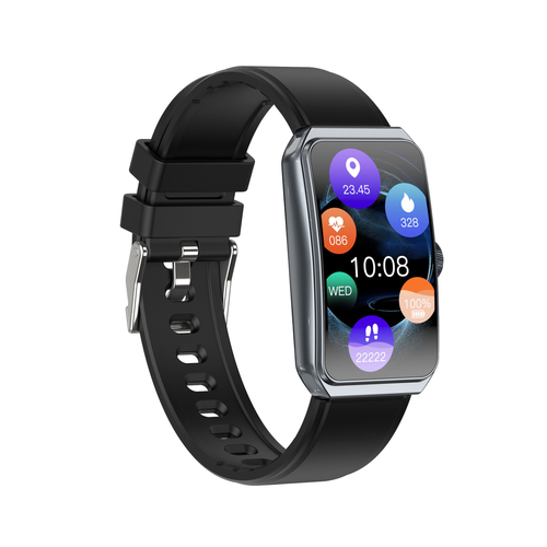Smart bracelet with fast charging, long battery life, ultra-thin design, blood oxygen monitoring, and full-screen display.