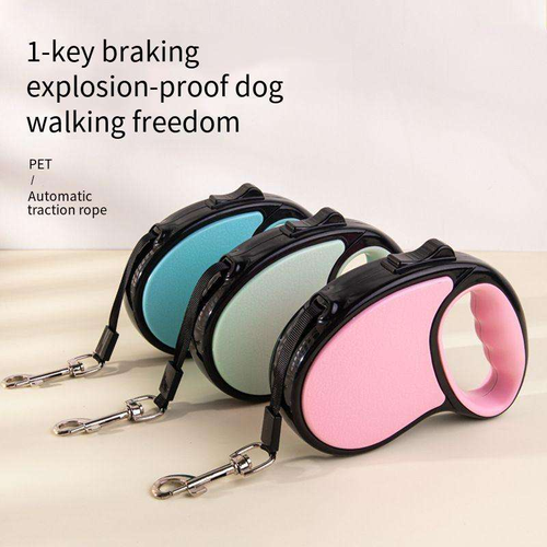 Dog automatic leash pattern light blue 5 meters