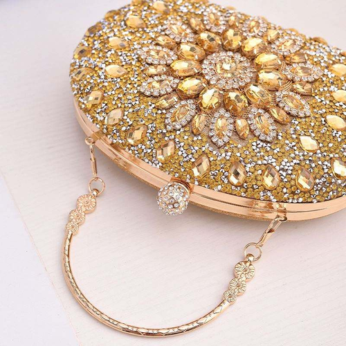 Rhinestone Clutch Purses for Women Evening Wedding Formal - Round Clasp Handbag - Rhinestone Bag