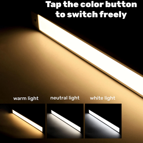 20cmRechargeable motion-activated LED strip light, self-adhesive, wireless, no wiring required, suitable for cabinets, shoe cabinets, entryways, and wine cabinets.
