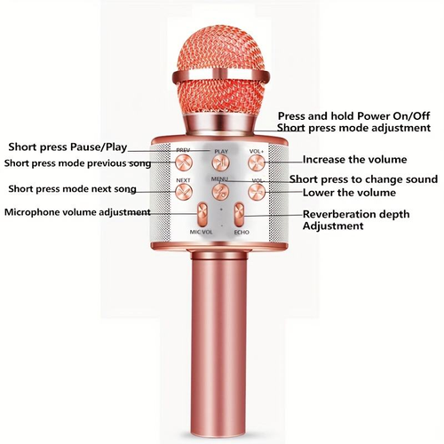 Integrated Microphone & Speaker — Wireless Bluetooth Karaoke Mic for Home Use