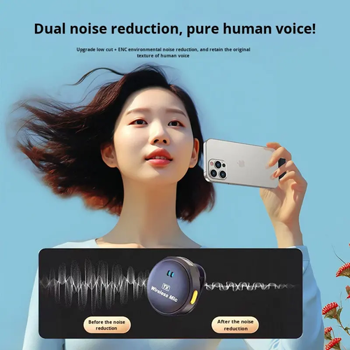 Q8 Wireless Lavalier Microphone System (Dual-Channel) with Charging Case — Long-Lasting Battery Life for Outdoor Live Streaming, Magnetic Attachment