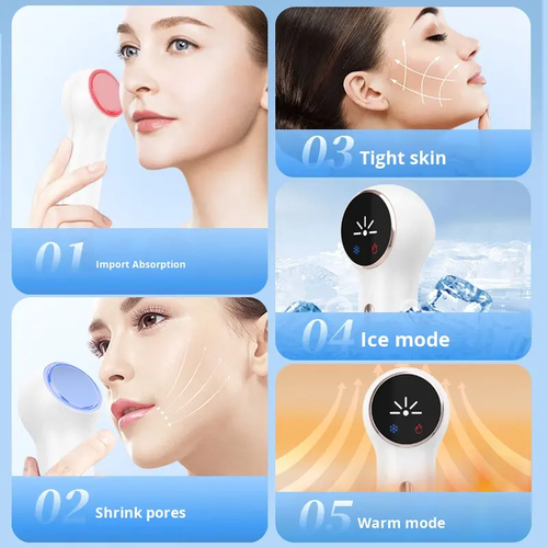 New model ice therapy beauty device, hot and cold dual-use ice hammer for facial massage, rechargeable, pore cleansing ice pack device.