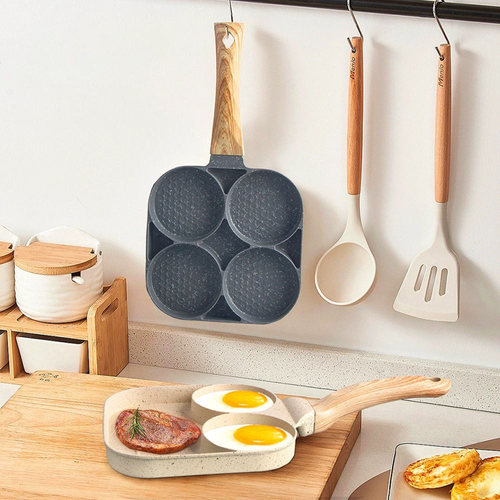 Flat-bottomed non-stick frying pan for home use