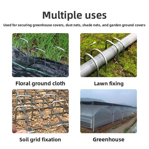 U-Shaped Ground Nails, Galvanized Steel Tent Stakes, Green Lawn & Mulch Fabric Pins, Pipe & Mulch Film Fixing Nails for Weed Barrier, Succulent & Greenhouse