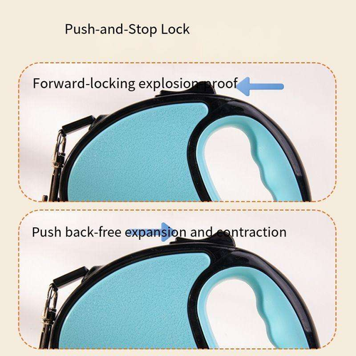 Dog automatic leash pattern light blue 5 meters