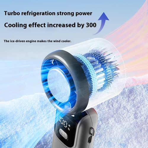 Ice handheld fan portable outdoor usb digital display folding refrigeration high speed violent turbine small fan