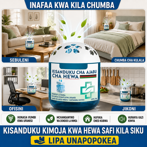 🔥 OFA MAALUM 🔥 LIPA UNAPOPOKEA COD!  Kisanduku cha Ajabu cha Kusafisha Hewa na Kuondoa Vumbi | Husaidia Kunasa Vumbi Hewani na Kupunguza Harufu | Kinafaa Sebuleni Chumbani Ofisini na Jikoni | Bidhaa Zipo Nairobi | Hutumwa Ndani ya Saa 48 | Marejesho na Mabadilishano Ndani ya Siku 7 Bila Maswali  Oda za malipo wakati wa kupokea zitatumwa kutoka ghala letu la Nairobi ndani ya saa 48. Uwasilishaji huchukua siku 1 hadi 3 za kazi.