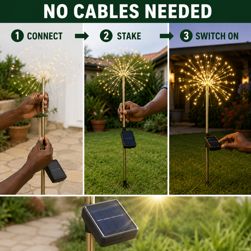 🔥 HOT SALE 🔥 COD! Solar Dandelion Garden Lights | Warm Golden Firework Glow for Pathways, Patios, Flower Beds & Events