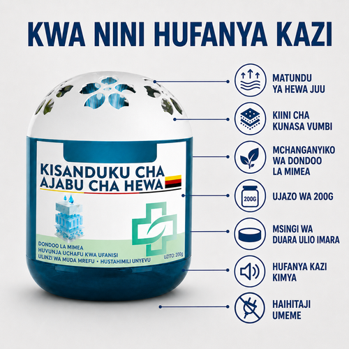 🔥 OFA MAALUM 🔥 LIPA UNAPOPOKEA COD!  Kisanduku cha Ajabu cha Kusafisha Hewa na Kuondoa Vumbi | Husaidia Kunasa Vumbi Hewani na Kupunguza Harufu | Kinafaa Sebuleni Chumbani Ofisini na Jikoni | Bidhaa Zipo Nairobi | Hutumwa Ndani ya Saa 48 | Marejesho na Mabadilishano Ndani ya Siku 7 Bila Maswali  Oda za malipo wakati wa kupokea zitatumwa kutoka ghala letu la Nairobi ndani ya saa 48. Uwasilishaji huchukua siku 1 hadi 3 za kazi.