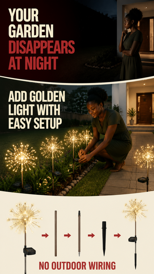 🔥 HOT SALE 🔥 COD! Solar Dandelion Garden Lights | Warm Golden Firework Glow for Pathways, Patios, Flower Beds & Events