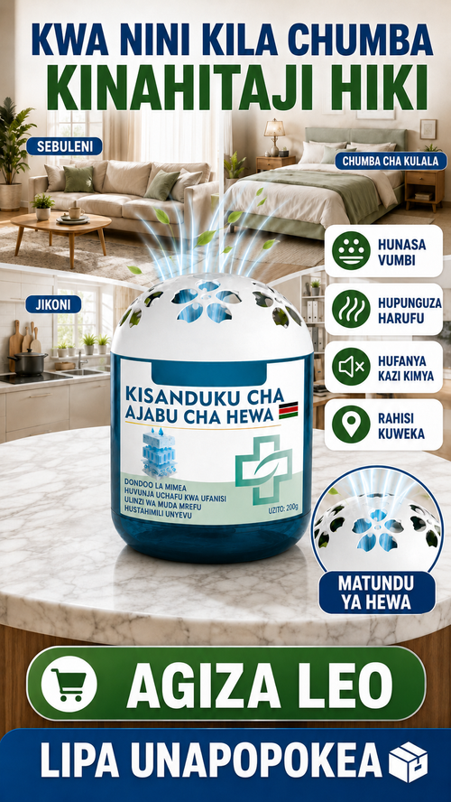 🔥 OFA MAALUM 🔥 LIPA UNAPOPOKEA COD!  Kisanduku cha Ajabu cha Kusafisha Hewa na Kuondoa Vumbi | Husaidia Kunasa Vumbi Hewani na Kupunguza Harufu | Kinafaa Sebuleni Chumbani Ofisini na Jikoni | Bidhaa Zipo Nairobi | Hutumwa Ndani ya Saa 48 | Marejesho na Mabadilishano Ndani ya Siku 7 Bila Maswali  Oda za malipo wakati wa kupokea zitatumwa kutoka ghala letu la Nairobi ndani ya saa 48. Uwasilishaji huchukua siku 1 hadi 3 za kazi.