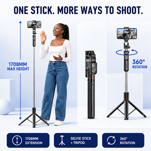 🔥 HOT SALE 🔥 COD! F16 1708mm Selfie Stick Tripod | 360° Phone Holder | Remote Shutter | Handheld & Floor Stand | For Videos, Group Photos & Travel |Nairobi Inventory | Ships in 48 Hours | 7-Day No-Questions-Asked Returns and Exchanges. Cash-on-Delivery orders will be shipped from our Nairobi warehouse within 48 hours. Delivery takes 1–3 business days.