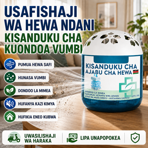 🔥 OFA MAALUM 🔥 LIPA UNAPOPOKEA COD!  Kisanduku cha Ajabu cha Kusafisha Hewa na Kuondoa Vumbi | Husaidia Kunasa Vumbi Hewani na Kupunguza Harufu | Kinafaa Sebuleni Chumbani Ofisini na Jikoni | Bidhaa Zipo Nairobi | Hutumwa Ndani ya Saa 48 | Marejesho na Mabadilishano Ndani ya Siku 7 Bila Maswali  Oda za malipo wakati wa kupokea zitatumwa kutoka ghala letu la Nairobi ndani ya saa 48. Uwasilishaji huchukua siku 1 hadi 3 za kazi.