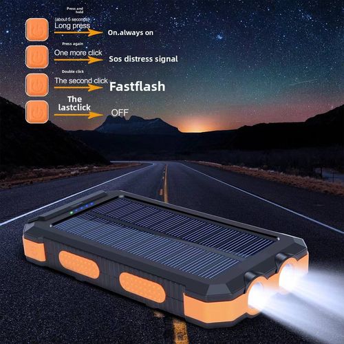 🔥Hot Seller🔥 COD！Outdoor Waterproof Compass Solar-Powered Lithium-Ion 20,000mAh High-Capacity Power Bank