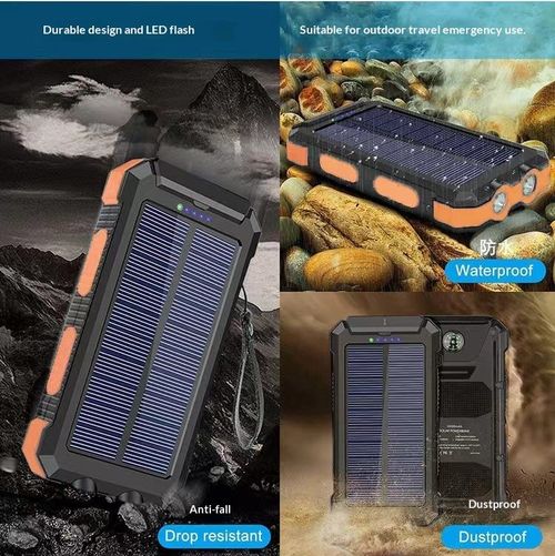 🔥Hot Seller🔥 COD！Outdoor Waterproof Compass Solar-Powered Lithium-Ion 20,000mAh High-Capacity Power Bank