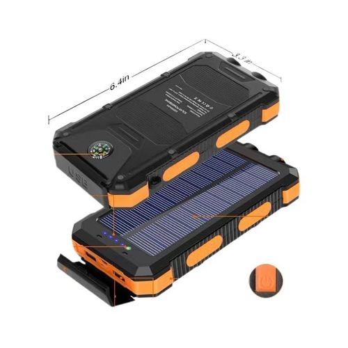 🔥Hot Seller🔥 COD！Outdoor Waterproof Compass Solar-Powered Lithium-Ion 20,000mAh High-Capacity Power Bank