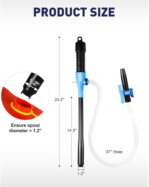 ⚡ Car Fuel Transfer Pump Hose – Stop Wasting Money on Petrol Spills, Easily Move Fuel From Can to Car, Generator or Motorbike