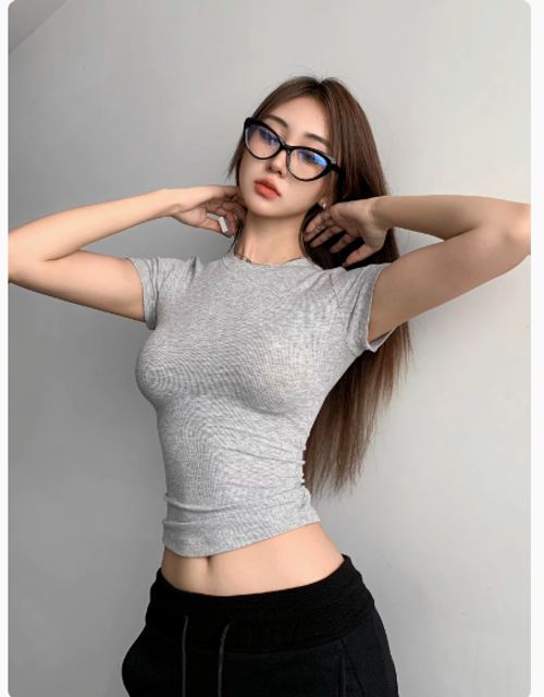卡戴珊同款T純色圓領skims春夏款緊身短袖上衣女修身螺紋打底t恤
