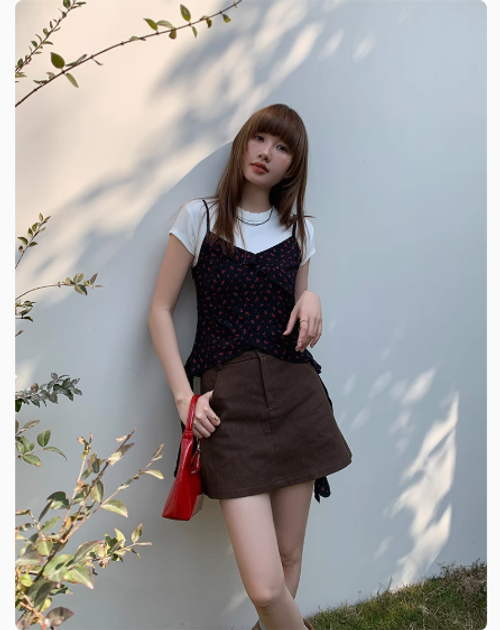 復古咖色半身裙女2024新款秋冬新款高腰小個子包臀短裙女
