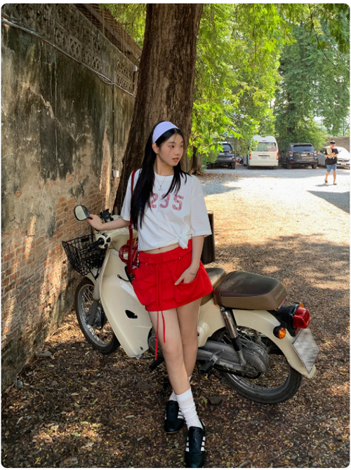 a字半身裙女新款超火包臀裙子高腰裙褲紅色小個子短裙