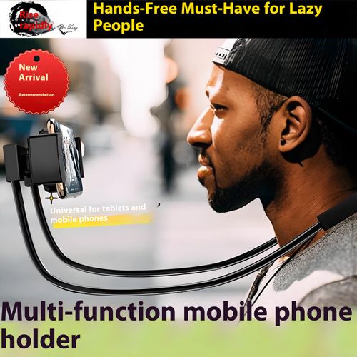 Black lazy phone holder, neck - hanging, suitable for watching TV, using tablets, live streaming in bed, binge - watching dramas, and universal for desktop, bedside, and dormitory hanging.