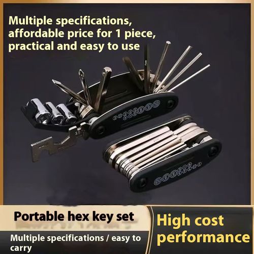 German imported folding screwdriver tool, 16-in-1 hexagon socket multi-functional set including wrenches and screwdrivers.