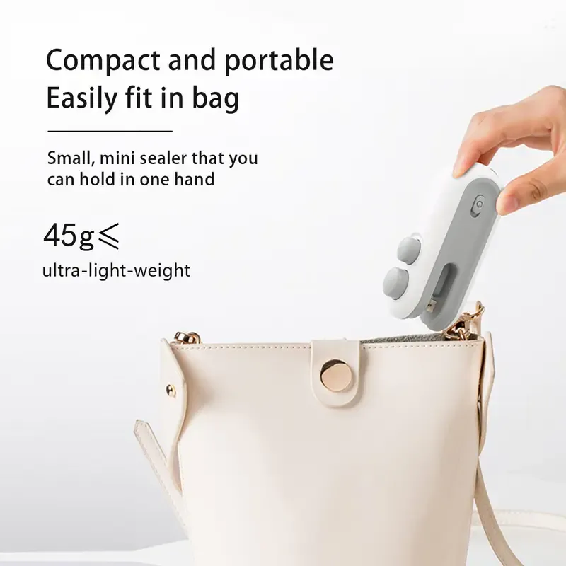 FaddishDeal Mini snack bag sealing machine,2 in 1 heat USB rechargeable snack bag selaer,plastic Electric bag sealers, keep food fresh. Portable Sealer Picnics
