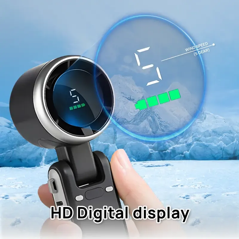 Portable Handheld Turbo Fan, 5 Gear Wind,4000mAh Battery Operated, Up to 10 Working Hours, 3 IN 1 Hand Fan Rechargeable with Air Turbo Tech Cooling Fan for Outdoor Activities, Travel, Working, Summer Selected Products,Black personal