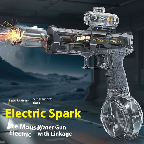 New Style Electric Water Gun Toy for Kids with Flame Light and ice Mouse Design, Automatic Water Spraying, Continuous Firing, High Pressure, Long Range
