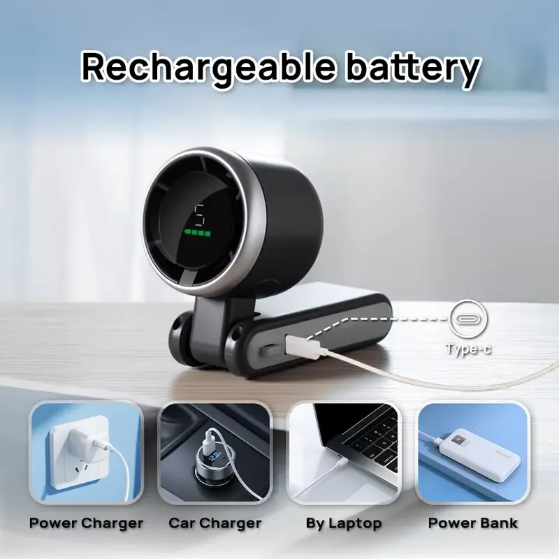 Portable Handheld Turbo Fan, 5 Gear Wind,4000mAh Battery Operated, Up to 10 Working Hours, 3 IN 1 Hand Fan Rechargeable with Air Turbo Tech Cooling Fan for Outdoor Activities, Travel, Working, Summer Selected Products,Black personal