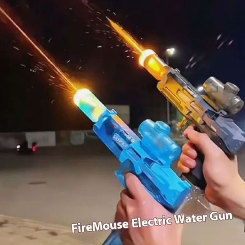 New Style Electric Water Gun Toy for Kids with Flame Light and ice Mouse Design, Automatic Water Spraying, Continuous Firing, High Pressure, Long Range