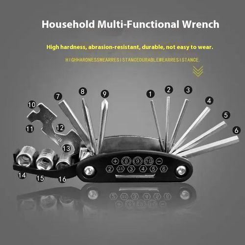 German imported folding screwdriver tool, 16-in-1 hexagon socket multi-functional set including wrenches and screwdrivers.
