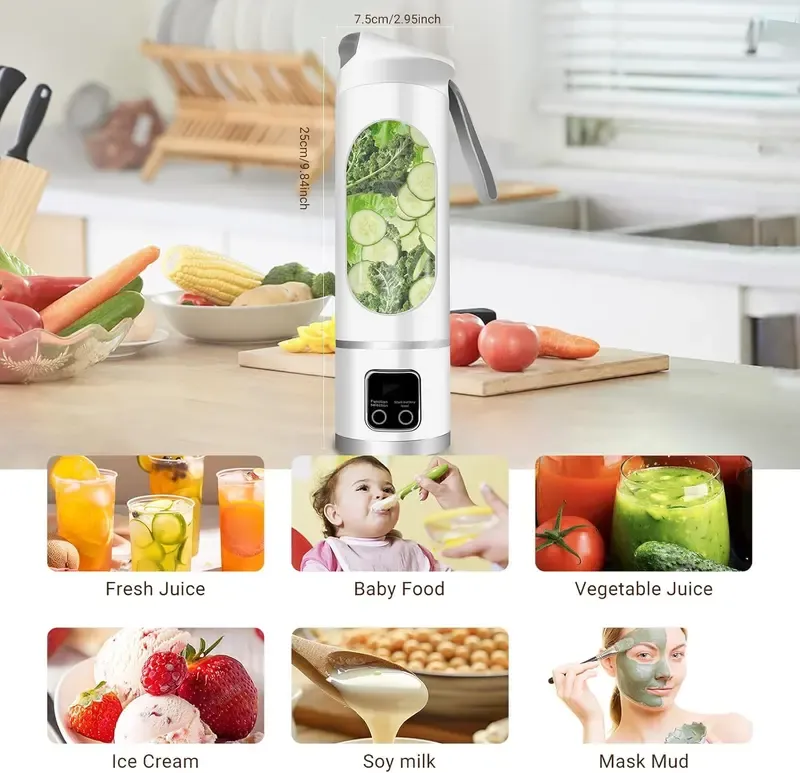 Digital Multimode Juicer Blender - Smart LED Display, Diet-Friendly, Leak Proof Design for Smoothies Liquid Diet, Shakes & Baby Food, Best Compact Blender for Home & Travel, Lemon Juicer, Fathers Day Gift, Back To School, Halloween Gift
