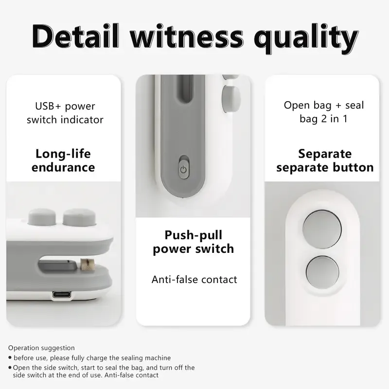 FaddishDeal Mini snack bag sealing machine,2 in 1 heat USB rechargeable snack bag selaer,plastic Electric bag sealers, keep food fresh. Portable Sealer Picnics