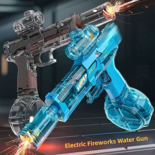 New Style Electric Water Gun Toy for Kids with Flame Light and ice Mouse Design, Automatic Water Spraying, Continuous Firing, High Pressure, Long Range