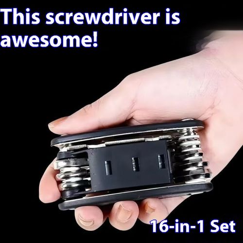 German imported folding screwdriver tool, 16-in-1 hexagon socket multi-functional set including wrenches and screwdrivers.