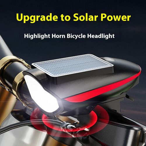 Red solar bike headlight – bright, rechargeable! ✨ Strong beam, loud horn, perfect for mountain rides & night cycling. Solar-charged, grab now! 🚴🔥